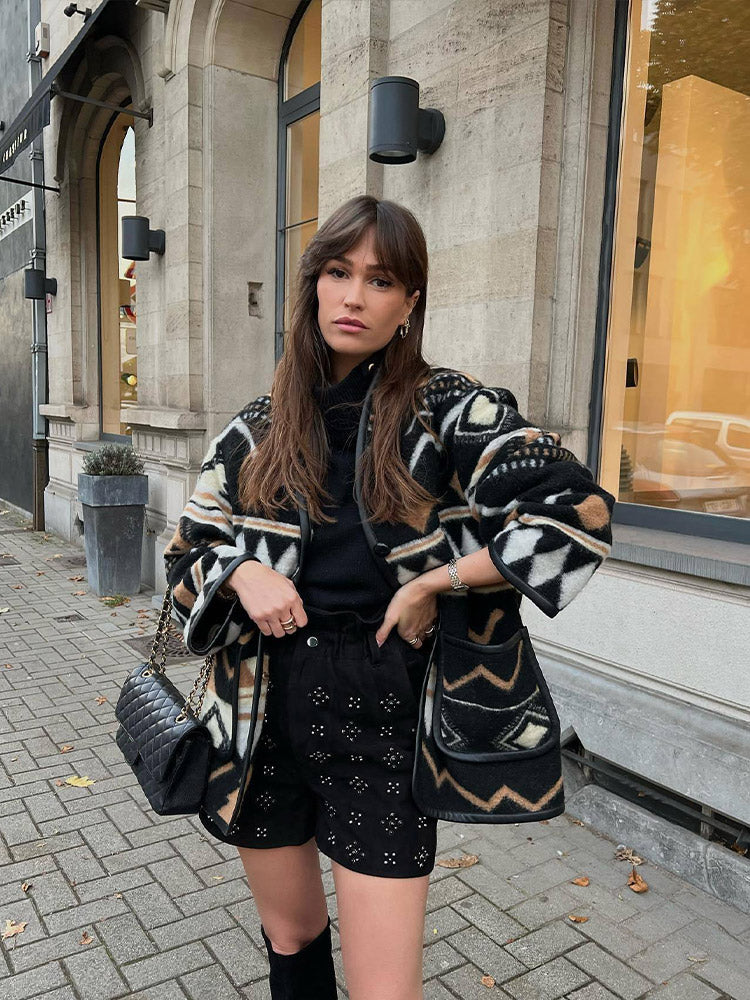 Dames Herfstjas met Print – Amaris