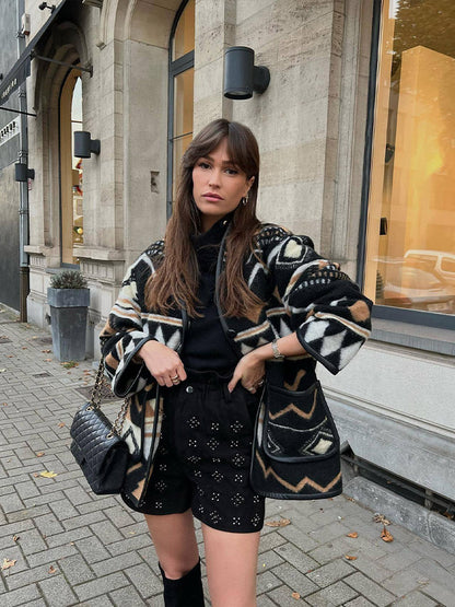 Dames Herfstjas met Print – Amaris