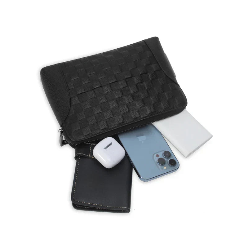Leren Heren Handtas met Vingerafdrukslot – Anti-Diefstal Clutch & Portemonnee