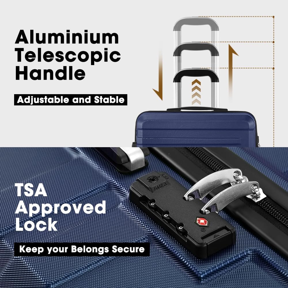 3-delige Hard-Shell Spinner Kofferset met TSA-slot en Georganiseerde Binnenkant