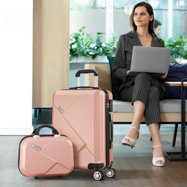 Compact 2-delige handbagageset met trolleytas en draaiwielen – JetTrek