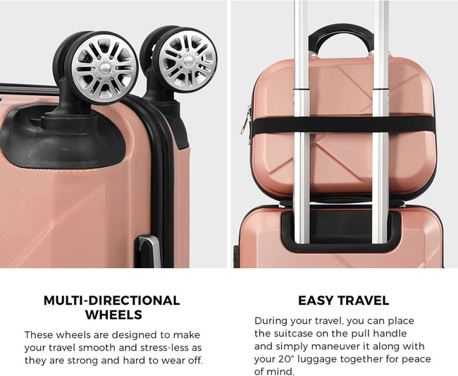 Compact 2-delige handbagageset met trolleytas en draaiwielen – JetTrek