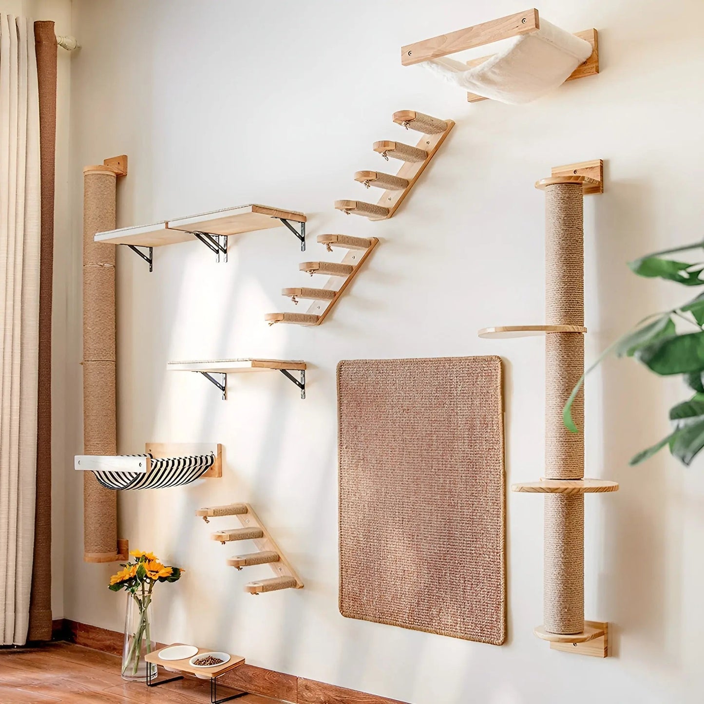 Wandklimplank voor Katten met Krabpaal - ClimbPaws