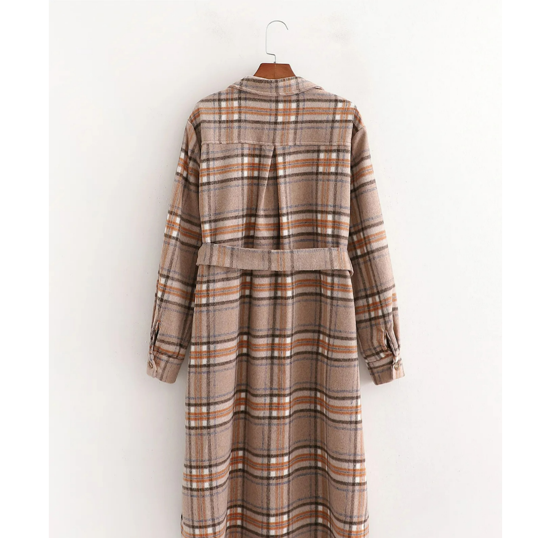 Geruite Herfst Jurk met Ceintuur – Elodie