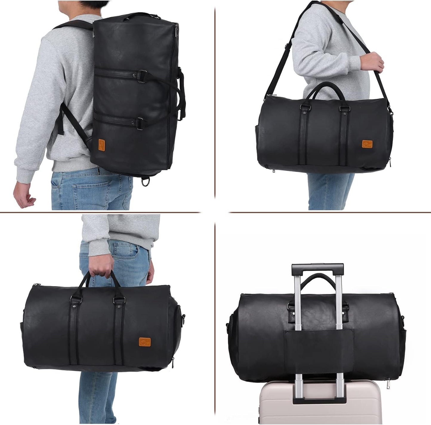 Verstelbare PU Leren Kleding Reistas – Handbagage Weekend Reistas