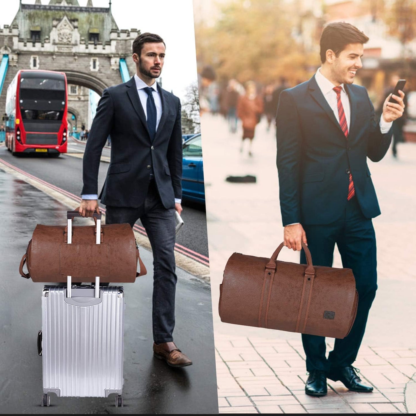 Verstelbare PU Leren Kleding Reistas – Handbagage Weekend Reistas