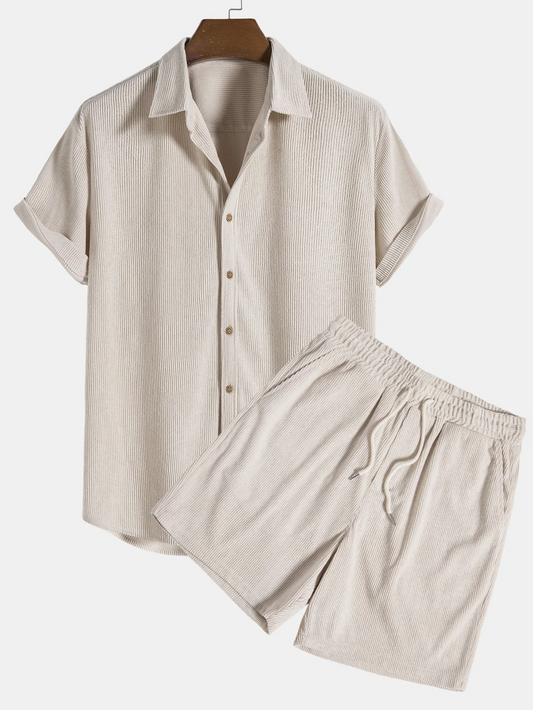 Stijlvolle heren zomer-set met shirt en corduroy shorts - SommerKern