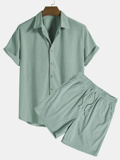 Stijlvolle heren zomer-set met shirt en corduroy shorts - SommerKern