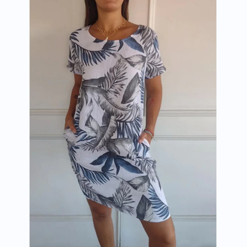 Zomerjurk met Ronde Hals & Bloemenprint – Elvira
