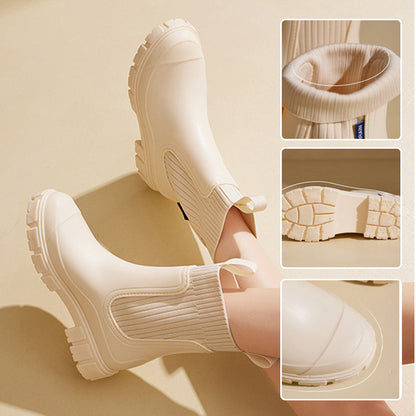 Dames Regenlaarzen waterdicht met dikke profielschoen – Arvella