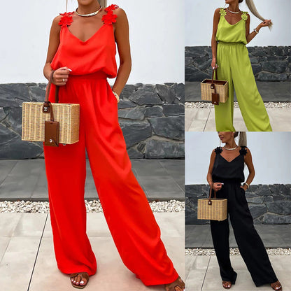 Luchtige Zomer Jumpsuit met Wijde Pijpen - Jasmin