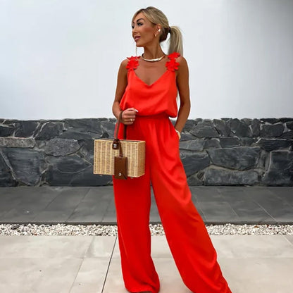 Luchtige Zomer Jumpsuit met Wijde Pijpen - Jasmin