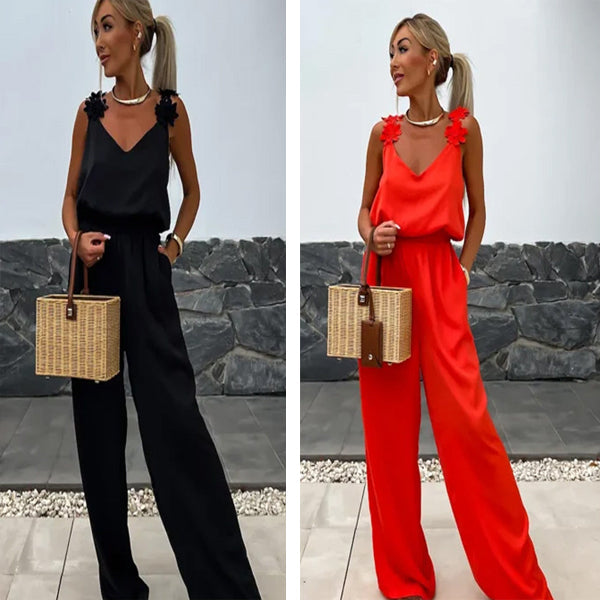 Luchtige Zomer Jumpsuit met Wijde Pijpen - Jasmin