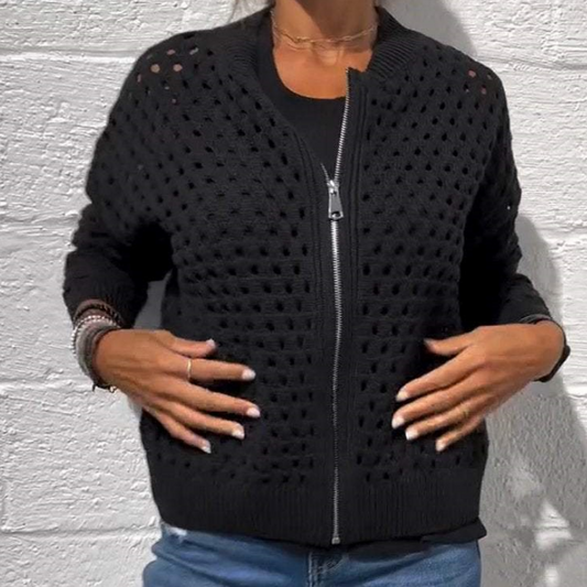 Vest met ritssluiting en luchtige structuur – Fenja