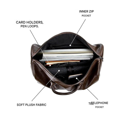 Grote Capaciteit Leren Reistas – Lichtgewicht & Duurzame Handbagage