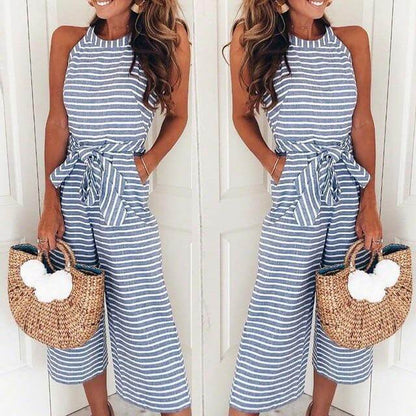 Luchtige & Stijlvolle Dames Jumpsuit met Tailleband en Strepen – Nayla
