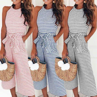 Luchtige & Stijlvolle Dames Jumpsuit met Tailleband en Strepen – Nayla