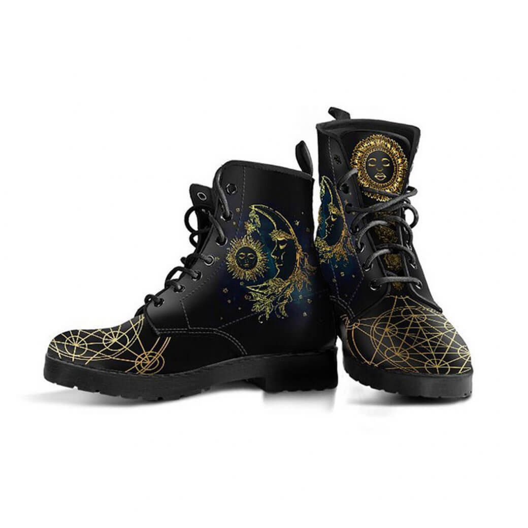 Dames Enkelboots met Herfstblad- en Maanmotief - Selene