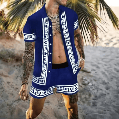 Tweedelige heren zomerset met patchworkprint – Malik
