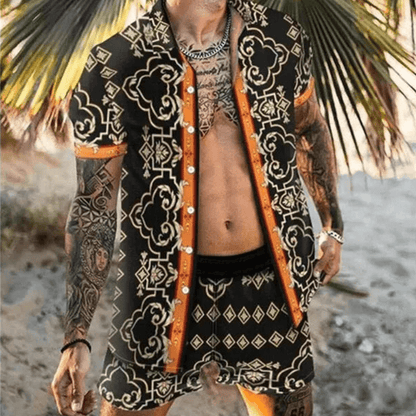 Tweedelige heren zomerset met patchworkprint – Malik