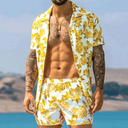 Tweedelige heren zomerset met patchworkprint – Malik
