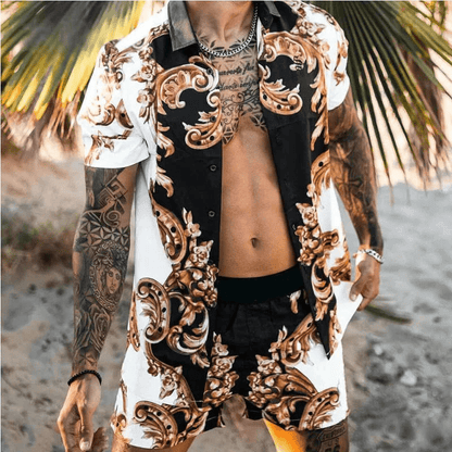 Tweedelige heren zomerset met patchworkprint – Malik