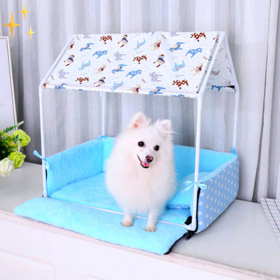 Overdekte Fleece Slaap Mand met Dakje en Kussentje