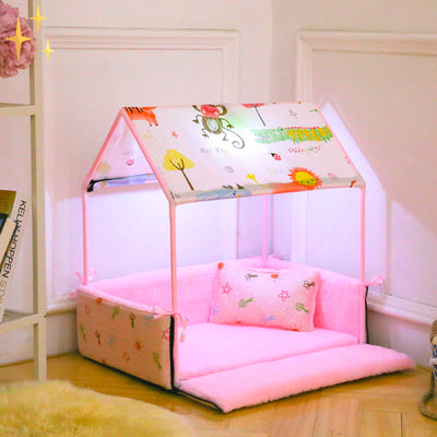 Overdekte Fleece Slaap Mand met Dakje en Kussentje