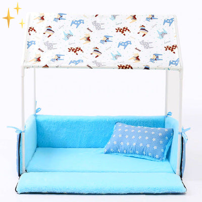 Overdekte Fleece Slaap Mand met Dakje en Kussentje