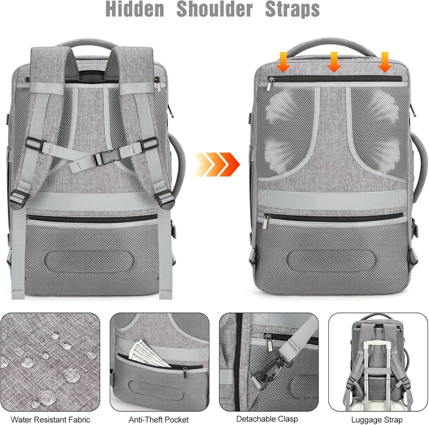 40L Waterbestendige Reis Laptop Rugzak met USB-poort & Antidiefstal Slot – AeroPack