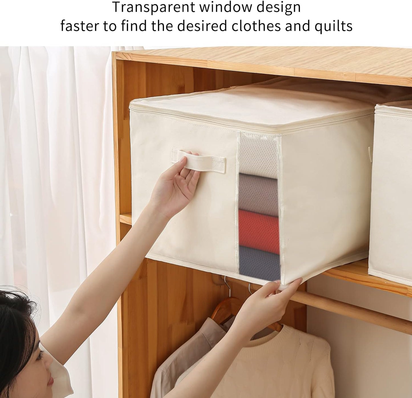 Canvas Kleding Opberg Organizer Set – Dubbele Rits Tas met Handgrepen & Kijkvenster