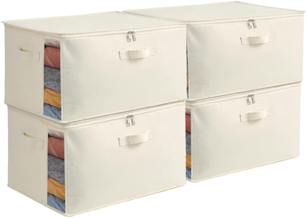 Canvas Kleding Opberg Organizer Set – Dubbele Rits Tas met Handgrepen & Kijkvenster