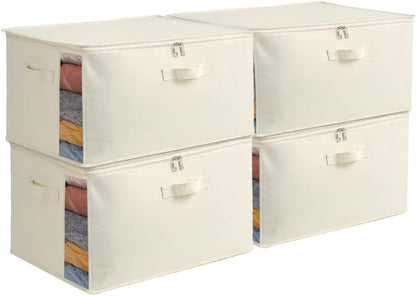 Canvas Kleding Opberg Organizer Set – Dubbele Rits Tas met Handgrepen & Kijkvenster