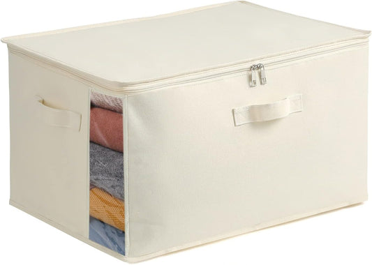 Canvas Kleding Opberg Organizer Set – Dubbele Rits Tas met Handgrepen & Kijkvenster