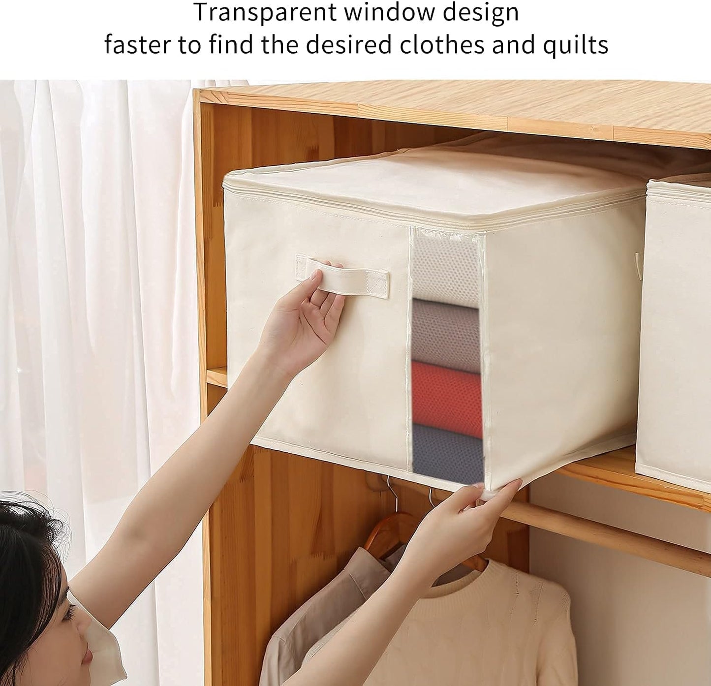 Canvas Kleding Opberg Organizer Set – Dubbele Rits Tas met Handgrepen & Kijkvenster