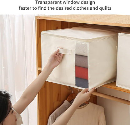 Canvas Kleding Opberg Organizer Set – Dubbele Rits Tas met Handgrepen & Kijkvenster