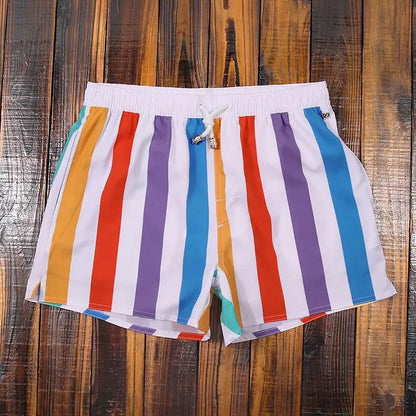 Gestreepte herenshorts met elastische tailleband - Matteo