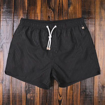 Gestreepte herenshorts met elastische tailleband - Matteo
