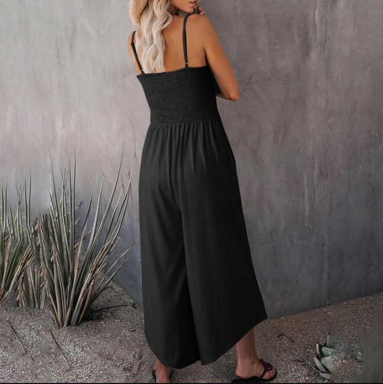 Zomerse dames jumpsuit met spaghettibandjes in vintage-stijl - RetroLuft