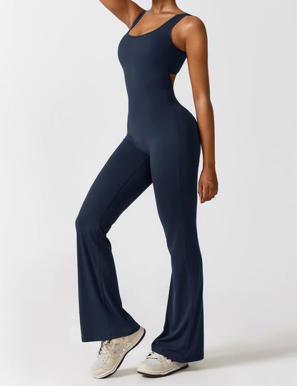 Rugvrije Jumpsuit met Uitlopende Broekspijpen - Liv