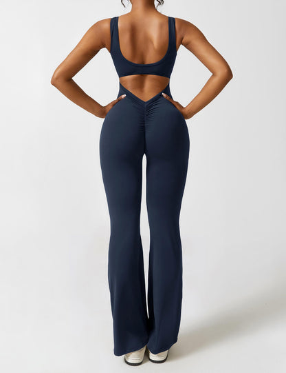 Rugvrije Jumpsuit met Uitlopende Broekspijpen - Liv