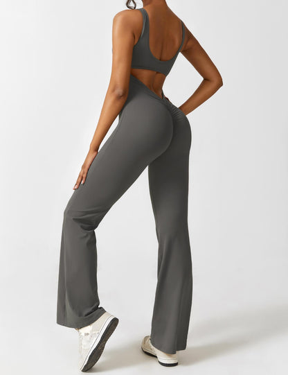 Rugvrije Jumpsuit met Uitlopende Broekspijpen - Liv