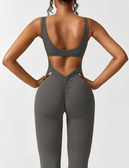 Rugvrije Jumpsuit met Uitlopende Broekspijpen - Liv