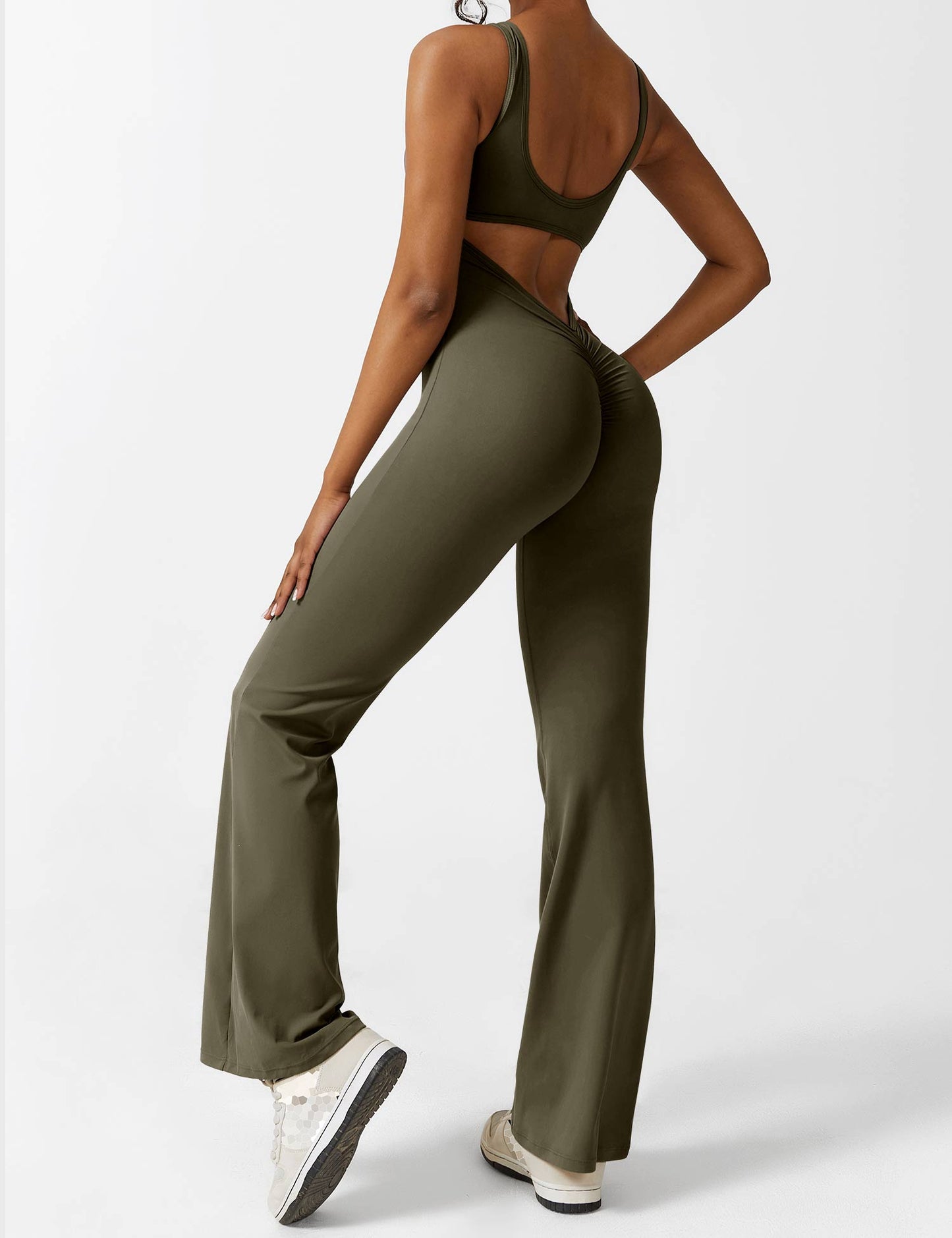 Rugvrije Jumpsuit met Uitlopende Broekspijpen - Liv