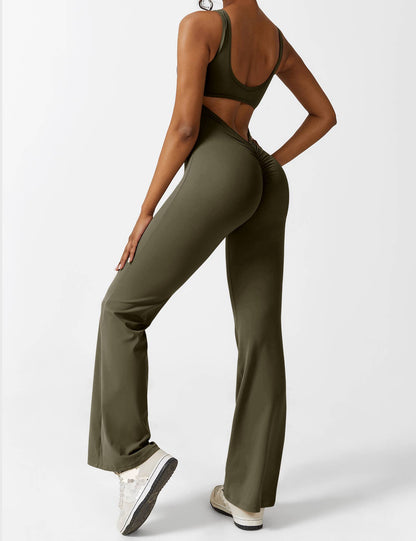 Rugvrije Jumpsuit met Uitlopende Broekspijpen - Liv