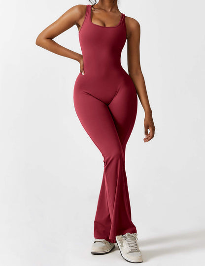Rugvrije Jumpsuit met Uitlopende Broekspijpen - Liv