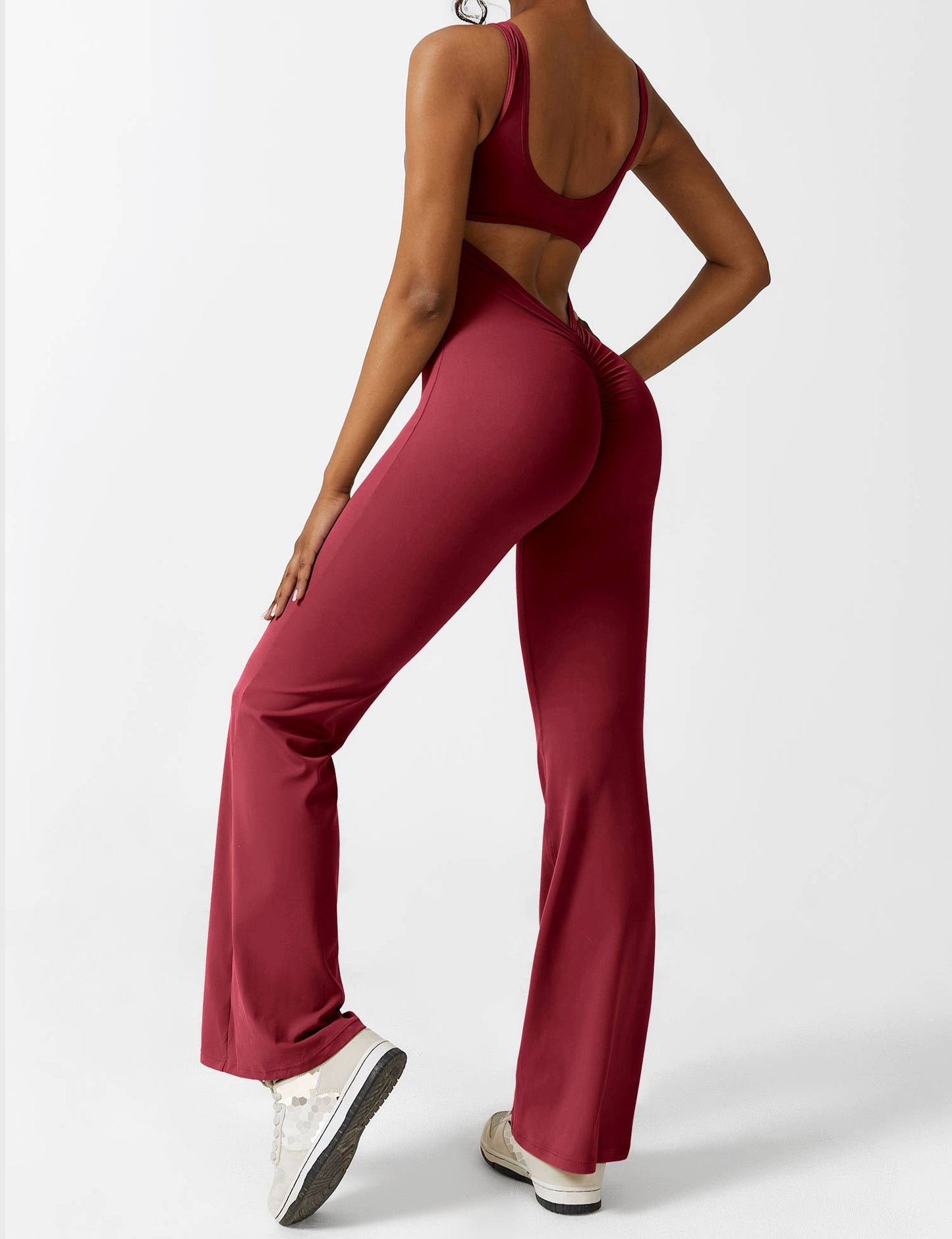 Rugvrije Jumpsuit met Uitlopende Broekspijpen - Liv