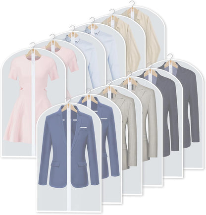 PEVA Kledinghoes Set – 12-Pack Hangende Kledinghoezen in 3 Maten (1 Kopen, Krijg 1 GRATIS)