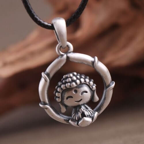 Zilveren Lotus Boeddha Hanger