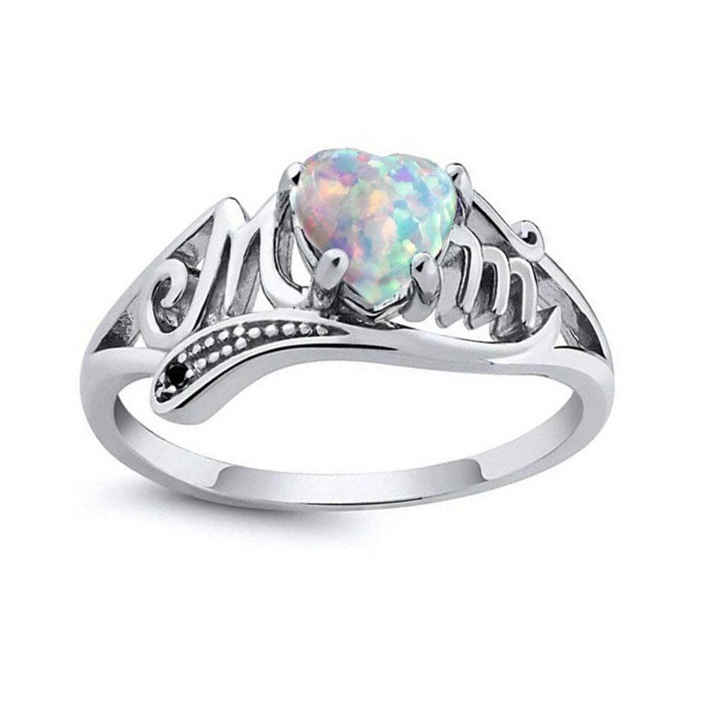 Mam Gegraveerd Hart Opaal Ring